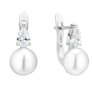 Gaura Pearls Perlenohrringe - weiß, 8.5 mm, 1 Zirkonia, 925 Silber*
