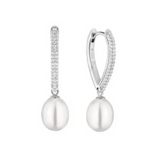 Gaura Pearls Perlenohrringe - weiß, 8,5-9 mm, Ohrhänger, rhodiniertes 925 Sterlingsilber*