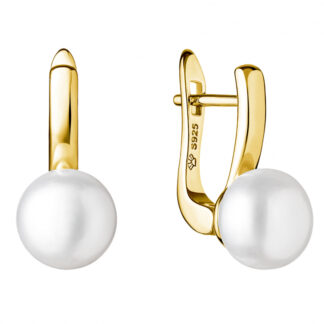 Gaura Pearls Perlenohrringe - weiß, 9 mm, 585 Gelbgold plat.*