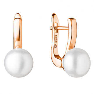 Gaura Pearls Perlenohrringe - weiß, 9 mm, 585 Roségold plattiert*