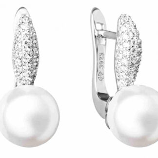 Gaura Pearls Perlenohrringe - weiß, 9 mm, Zirkonia, 925 Silber*