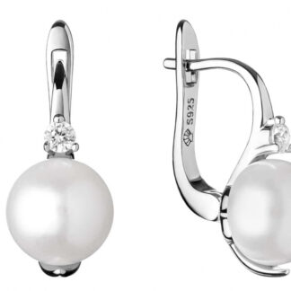 Gaura Pearls Perlenohrringe - weiß, 9.5 mm, 1 Zirkonia, 925 Silber*