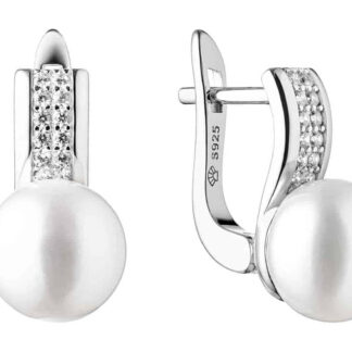Gaura Pearls Perlenohrringe - weiß, 9.5 mm, 12 Zirkonia, 925 Silber*
