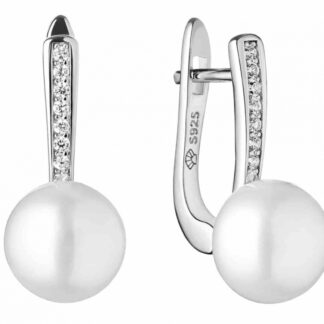 Gaura Pearls Perlenohrringe - weiß, 9.5 mm, 8 Zirkonia, 925 Silber*