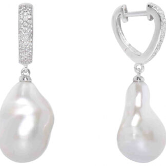 Gaura Pearls Perlenohrringe - weiß, Kasumi Like, Zirkonia, 925 Silber*