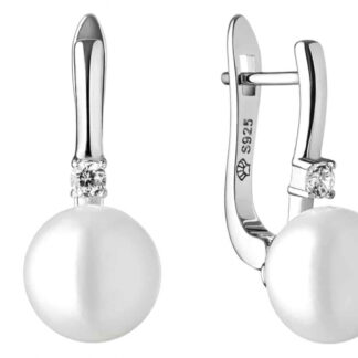 Gaura Pearls Perlenohrringe - weiß, Zirkonia, 925 Silber*