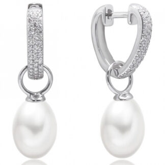 Gaura Pearls Perlenohrringe - weiß, reis, Zirkonia, 925 Silber*
