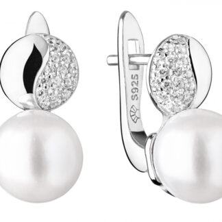 Gaura Pearls Perlenohrringe - weiß, rund, 8.5 mm, Zirkonia, 925 Silber*