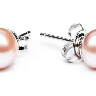 Gaura Pearls Perlenohrstecker - rosa, 7 mm, 925 Silber*