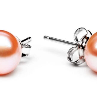 Gaura Pearls Perlenohrstecker - rosa, 8 mm, 925 Silber*