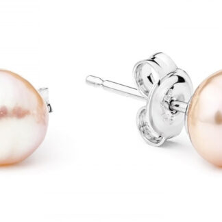 Gaura Pearls Perlenohrstecker - rosa, barock, 7 mm, 925 Silber*