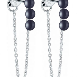 Gaura Pearls Perlenohrstecker - schwarz, 3 Perlen, Kette, 925 Silber*