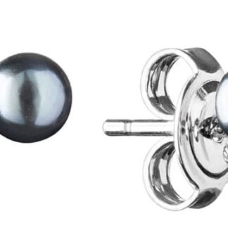 Gaura Pearls Perlenohrstecker - schwarz, 3 Perlen, rund, 925 Silber*