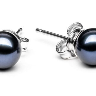 Gaura Pearls Perlenohrstecker - schwarz, 7 mm, 925 Silber*