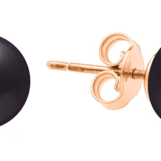 Gaura Pearls Perlenohrstecker - schwarz, rund, 8 mm, 585 Roségold*