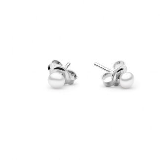 Gaura Pearls Perlenohrstecker - weiß, 4 mm, 925 Silber, rhodiniert*