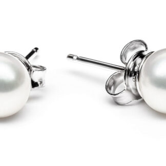 Gaura Pearls Perlenohrstecker - weiß, 6 mm, 925 Silber*
