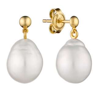 Gaura Pearls Perlenohrstecker - weiß, Kasumi like, 11 mm, 585 Gelbgold plat.*