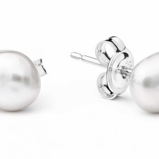 Gaura Pearls Perlenohrstecker - weiß, barock, 7 mm, 925 Silber*