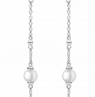 Gaura Pearls Perlenohrstecker - weiß, lang,  925er Silber*