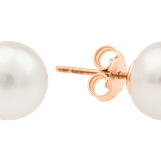 Gaura Pearls Perlenohrstecker - weiß, rund, 10 mm, 585 Roségold*
