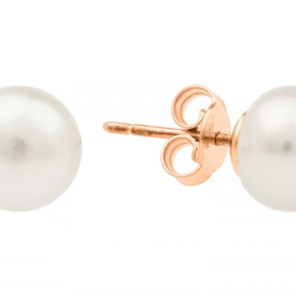 Gaura Pearls Perlenohrstecker - weiß, rund, 8 mm, 585 Roségold*