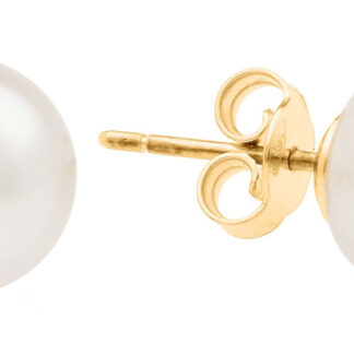 Gaura Pearls Perlenohrstecker - weiß, rund, 9 mm, 585 Gelbgold*