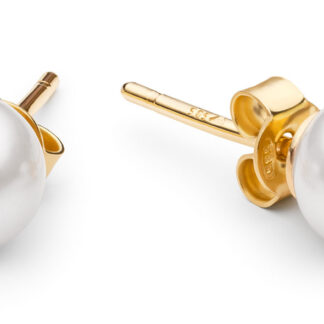 Gaura Pearls Perlenohrstecker - weiß, rund, Akoya, 7 mm, 585 Gelbgold*