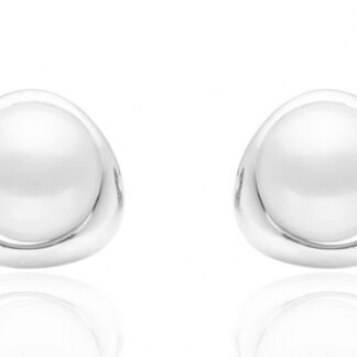 Gaura Pearls Perlenohrstecker - weiß, rund, modern, 925 Silber*