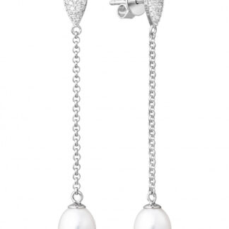 Gaura Pearls Perlenohrstecker - weiß, tropfen, hängend, 925 Silber*
