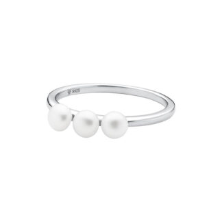 Gaura Pearls Perlenring - weiß, 3 Perlen, 925 Silber*