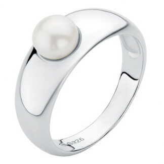 Gaura Pearls Perlenring - weiß, breit, 925 Silber*