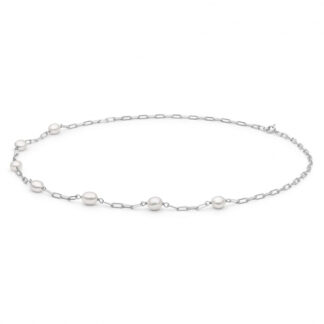 Gaura Pearls Silberkette - weiß, barock, 43 cm, 925 Silber*