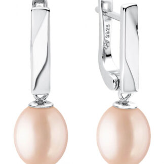 Moderner Perlenohrring rosa reis 8.5-9 mm, Englischer Verschluss, 925er Silber, Gaura Pearls, Estland*