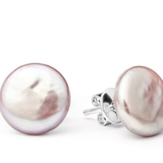 Moderner Perlenohrstecker lavendel barock 11-12 mm, 925er Silber Sicherheitsverschluss, Gaura Pearls, Estland*