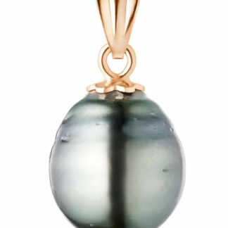 Perlenanhänger Tahiti-Perle mit Circles Perle schwarz 10-11 mm,  Roségold 14kt, Gaura Pearls, Estland*