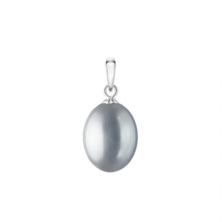 Perlenanhänger einzeln grau 9-9.5 mm, Öse 4x3 mm, 925er rhodiniertes Silber, Gaura Pearls, Estland*