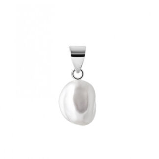 Perlenanhänger einzeln, weiß Keshi-Perle 8-9 mm, Öse 5mm, 925er Silber, Gaura Pearls, Estland*