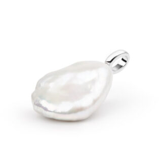 Perlenanhänger einzeln, weiß barock ca 25 mm, Öse 6x4 mm, 925er Silber, Gaura Pearls, Estland*