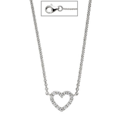 SIGO Collier Halskette Herz 925 Sterling Silber mit Zirkonia 42 cm Kette Silberkette*