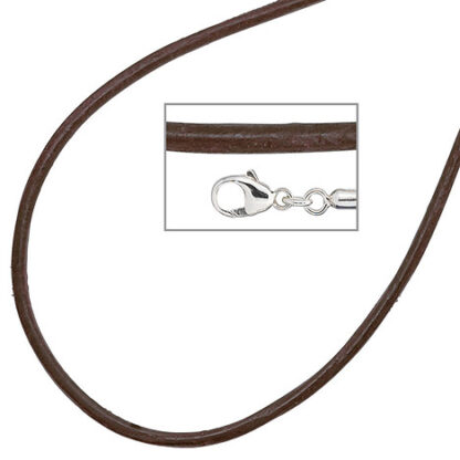 SIGO Collier Halskette Leder braun 925 Silber 42 cm Lederkette Karabiner*