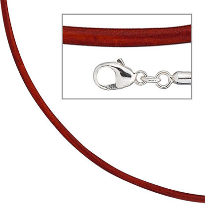 SIGO Collier Halskette Leder rot 925 Silber 42 cm Lederkette Karabiner*