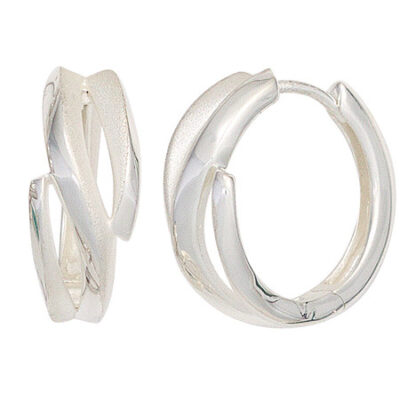 SIGO Creolen 925 Sterling Silber mattiert Ohrringe Silberohrringe Silbercreolen*