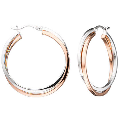 SIGO Creolen rund 925 Sterling Silber bicolor vergoldet Ohrringe*