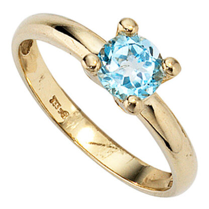 SIGO Damen Ring 333 Gold Gelbgold 1 Blautopas hellblau blau Goldring*