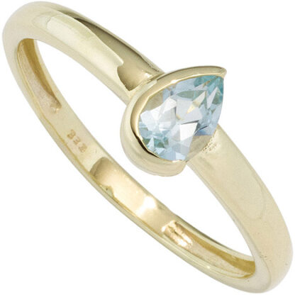 SIGO Damen Ring 333 Gold Gelbgold 1 Blautopas hellblau blau Goldring*